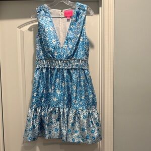Lilly Pulitzer Blue Floral V-neck Dress